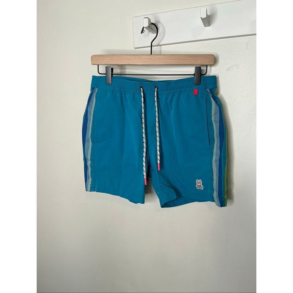 PsychoโBunny Rushup Swim Trunks | Blue in Small